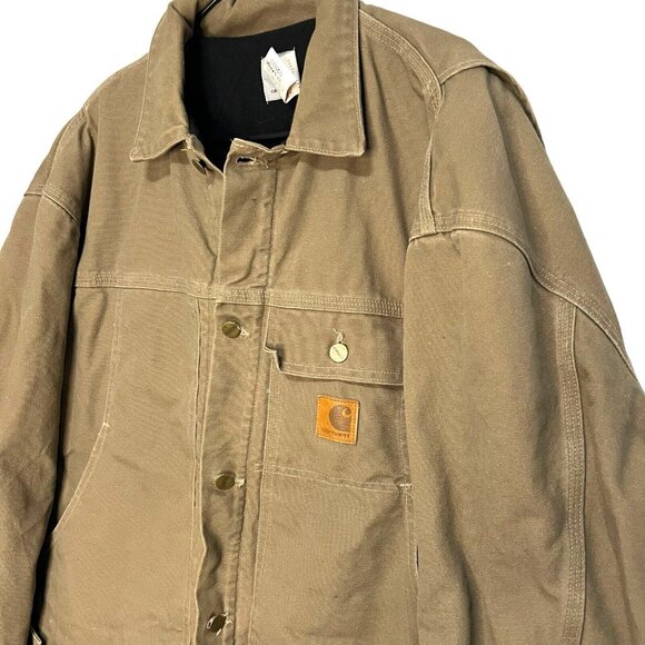 Vintage Carhartt Canvas Quilted Lined Chore Work Jacket Size 2XL Beige Workwear - Picture 2 of 10